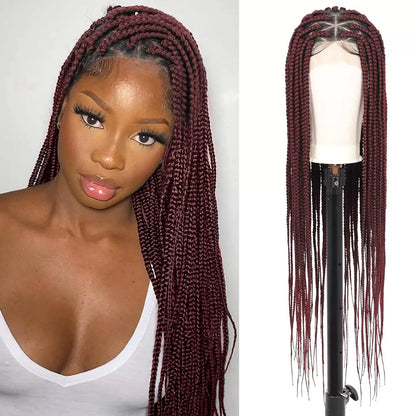 Burgundy Full Lace Triangle Part Knotless Braided Wig