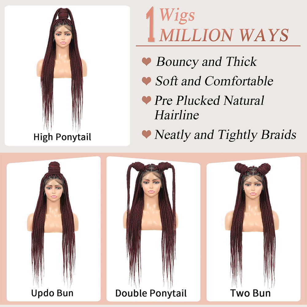 Burgundy Full Lace Triangle Part Knotless Braided Wig