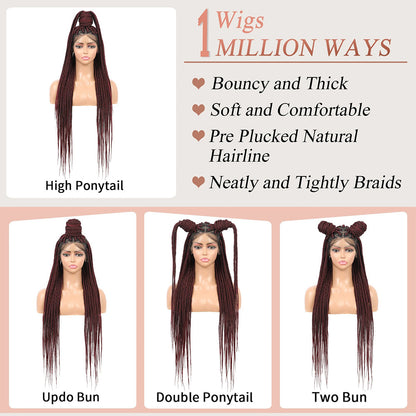 Burgundy Full Lace Triangle Part Knotless Braided Wig