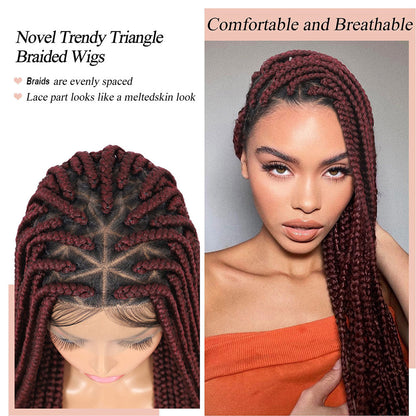 Burgundy Full Lace Triangle Knotless Braided Box Wig