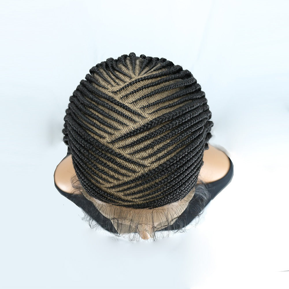 36" Front Lace Black Long Cornrow Braided Wig