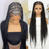 36" Full Lace Hand Braided Heart Pattern Feed In Cornrow Wig Black