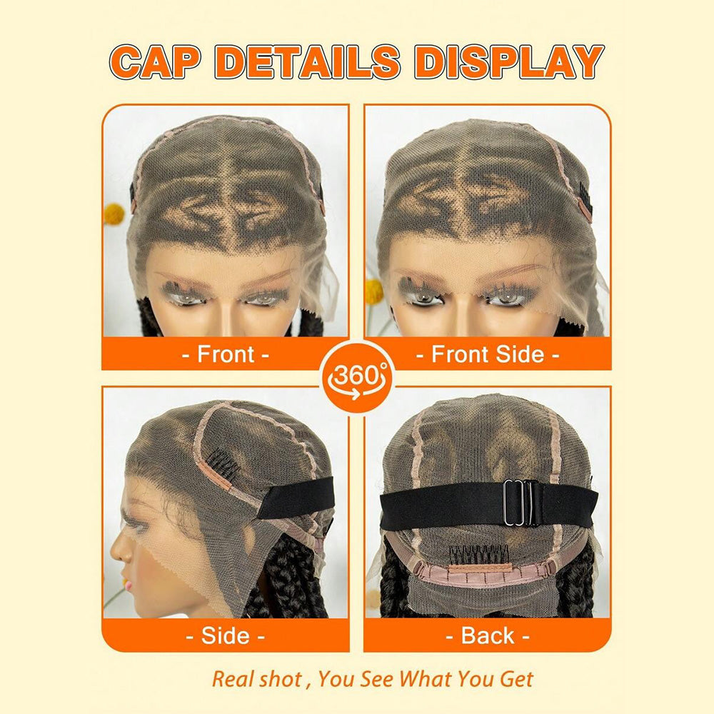 Full Lace Hand Braided Heart Pattern Feed In Cornrow Wig