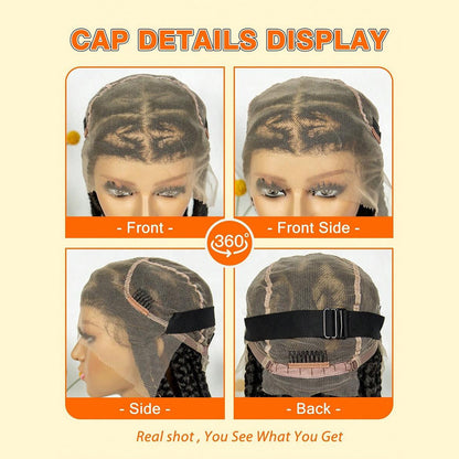 Full Lace Hand Braided Heart Pattern Feed In Cornrow Wig