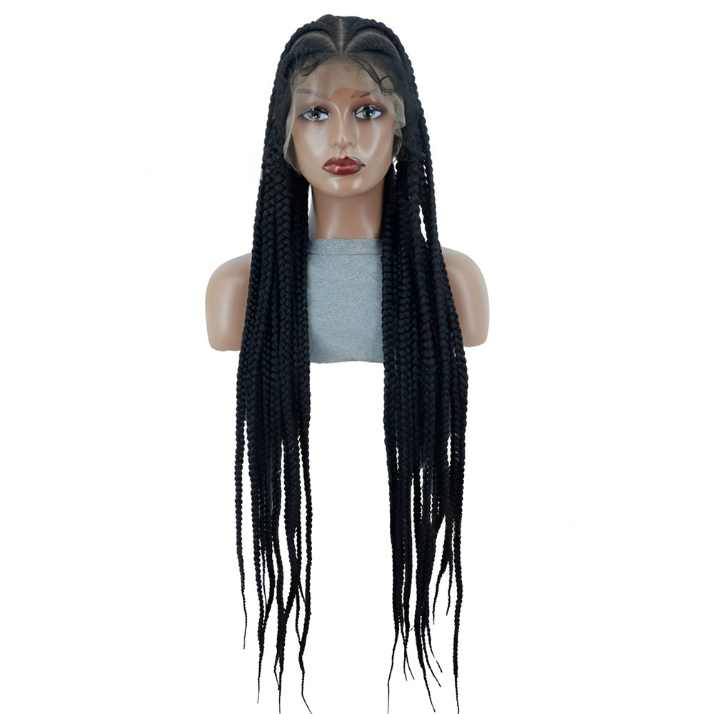 Black 36" Full Lace Knotless Cornrow Braided Wig