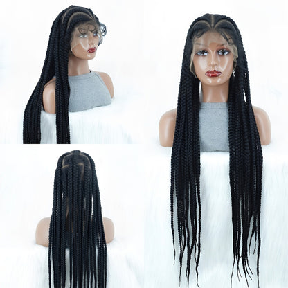 36" Full Lace Knotless Cornrow Braided Wig Black