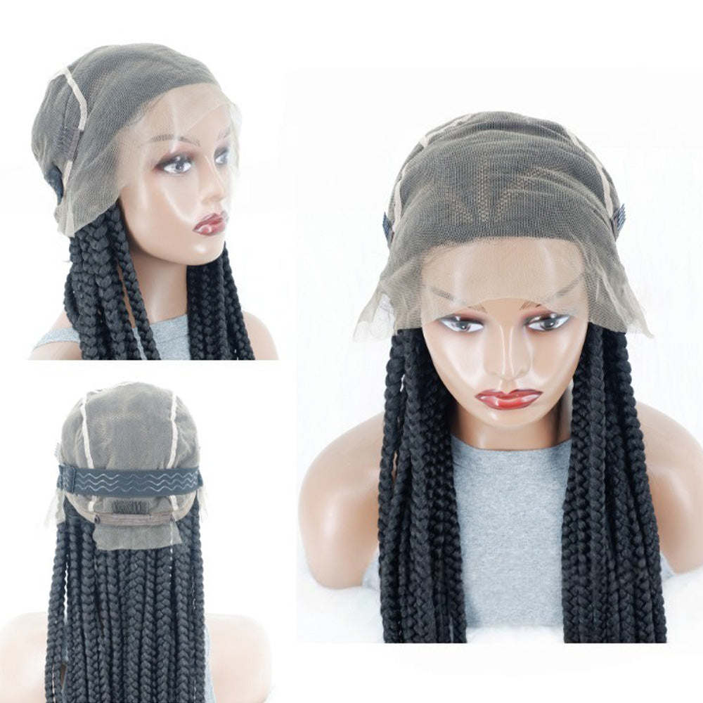 36" Full Lace Knotless Cornrow Braided Wig Black