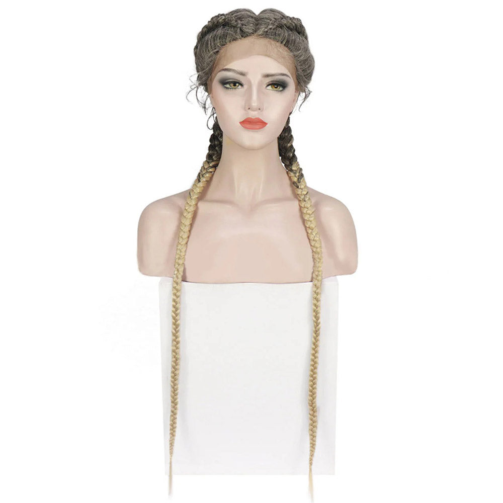 36 Inch Lace Front 2 Dutch Braids Cornrow Braided Wig T613