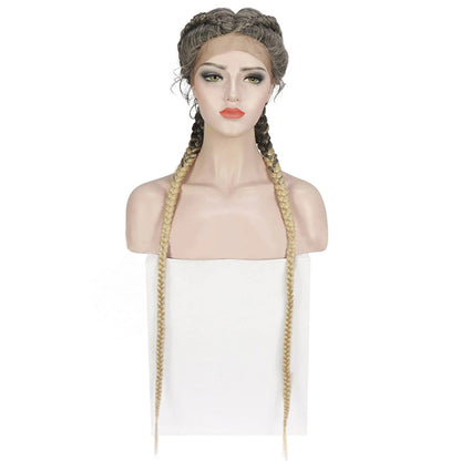 36 Inch Lace Front 2 Dutch Braids Cornrow Braided Wig T613