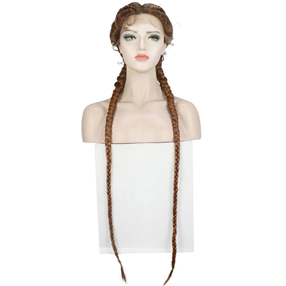 36 Inch Lace Front 2 Dutch Braids Cornrow Braided Wig T27