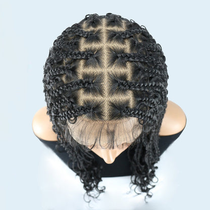 Full Lace Boho Knotless Box Braided Wig Black 