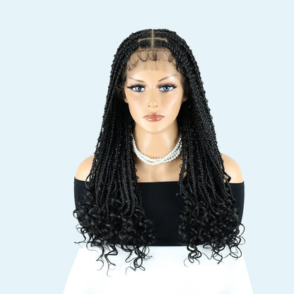 Black Full Lace Boho Knotless Box Butterfly Braided Wig