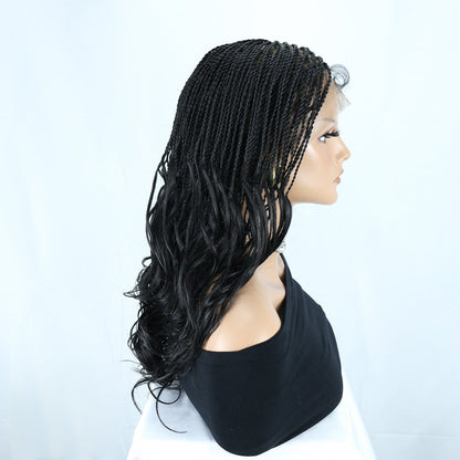 Full Lace Boho Senegalese Twist Wig with French Curl Ends Black 