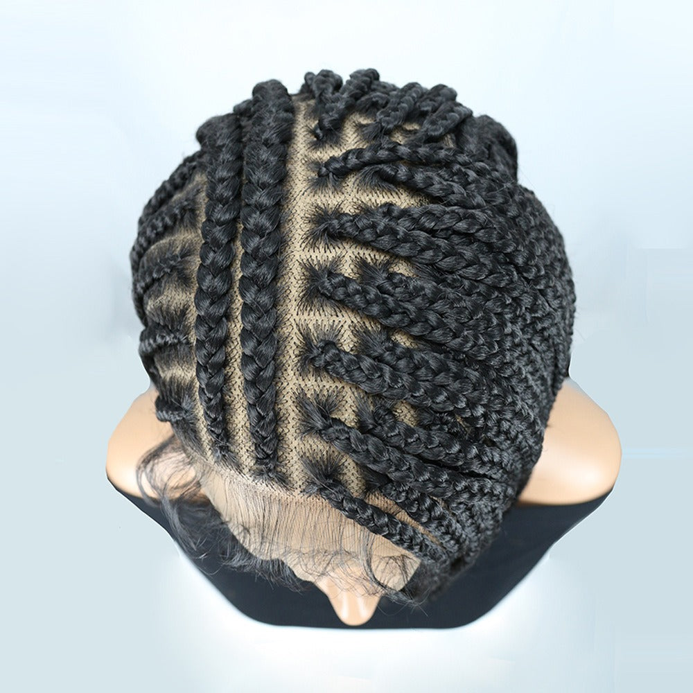 Full Lace Black Cornrow Box Braided Bob Wig