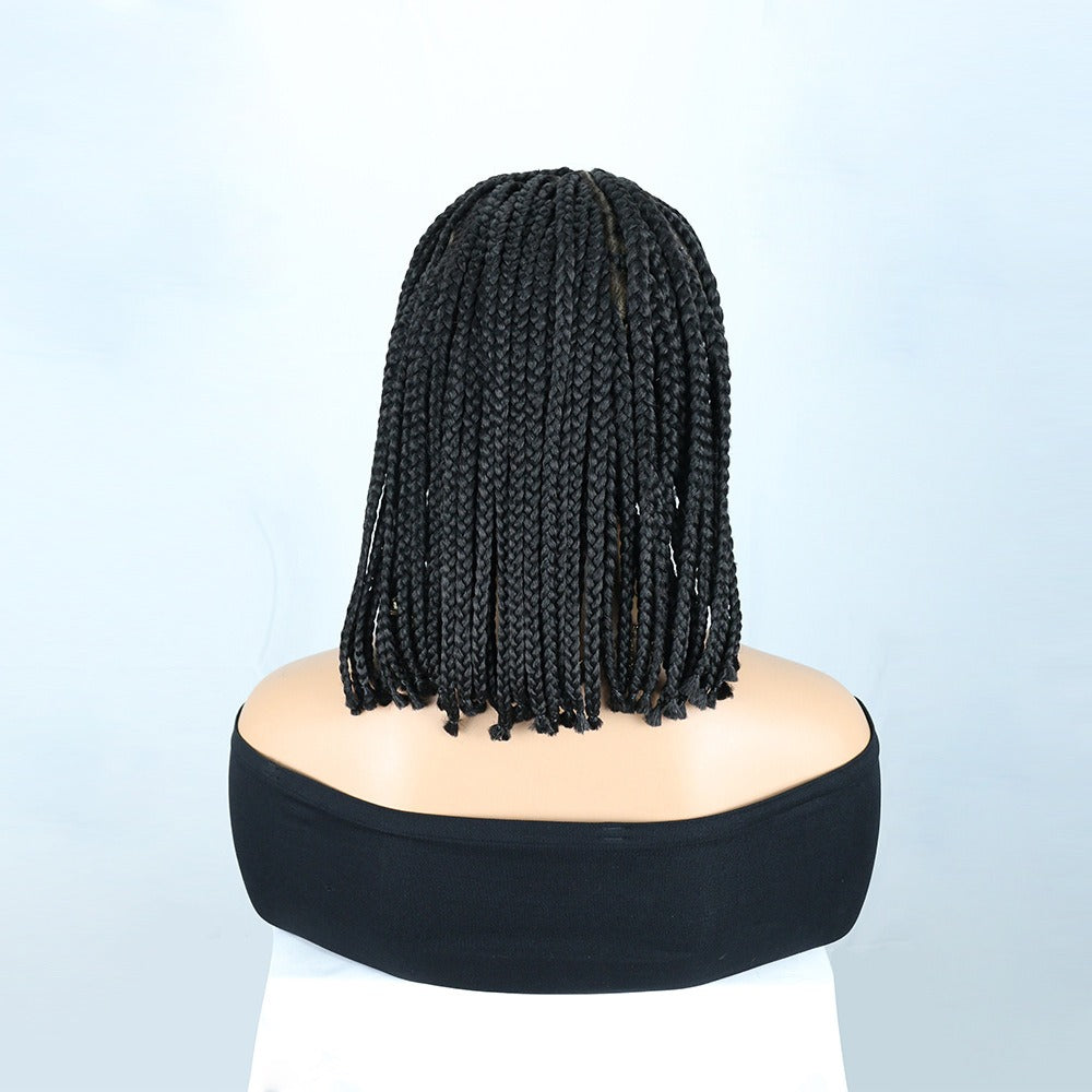 Black Full Lace Cornrow Box Braided Bob Wig