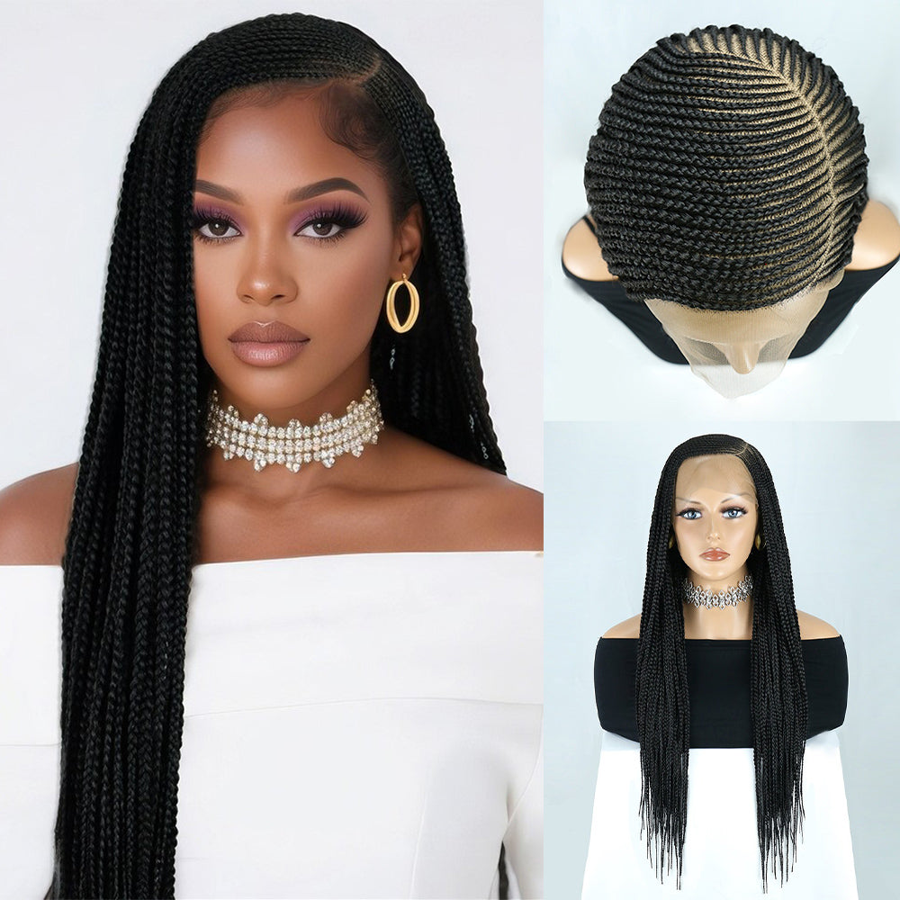 Black Full Lace Cornrow Braided Wig
