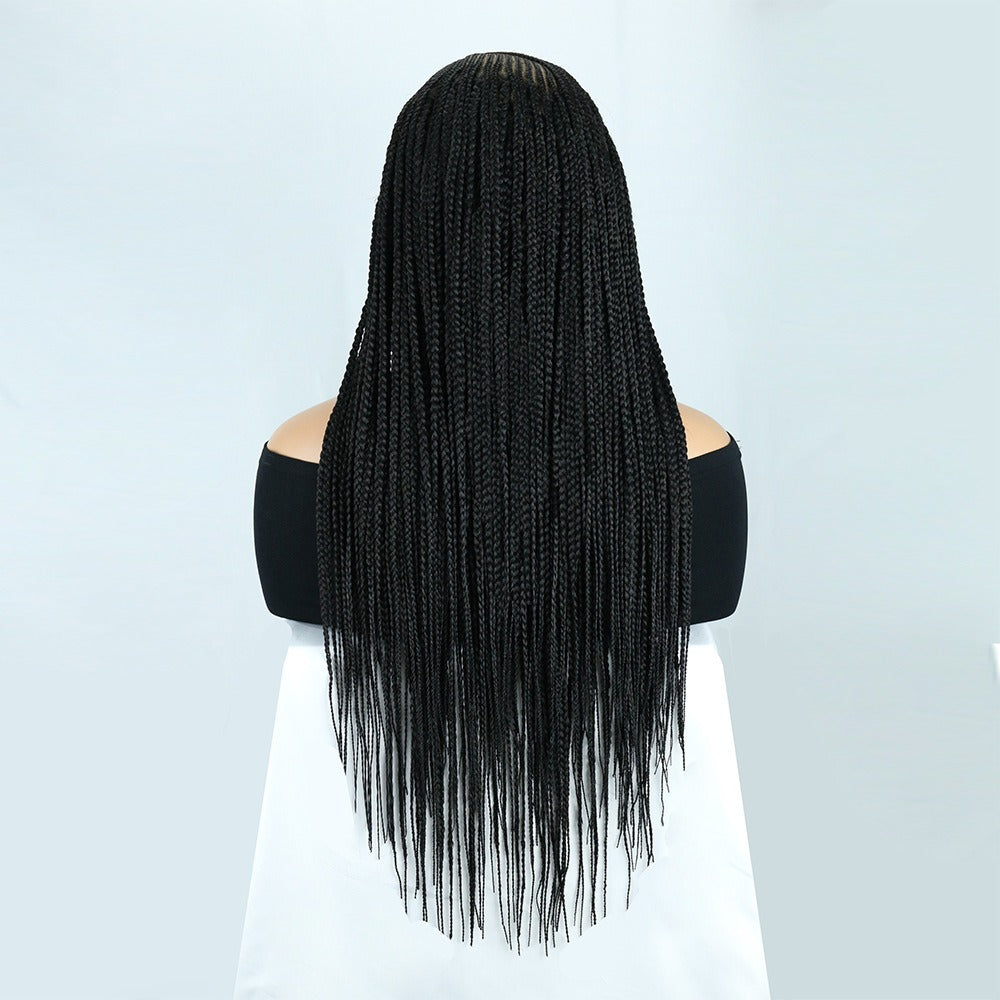 Black Full Lace Straight Back Cornrow Braided Wig