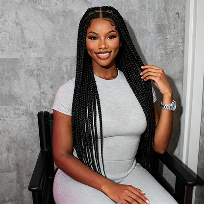 Full Lace Hand Braided Box Braid Wig Black