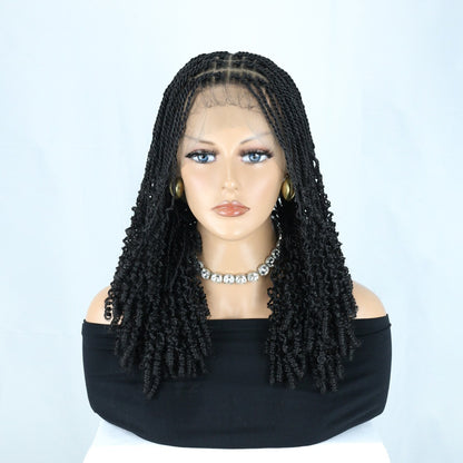 Black Full Lace Micro Twist Wig with Spring Curl Ends