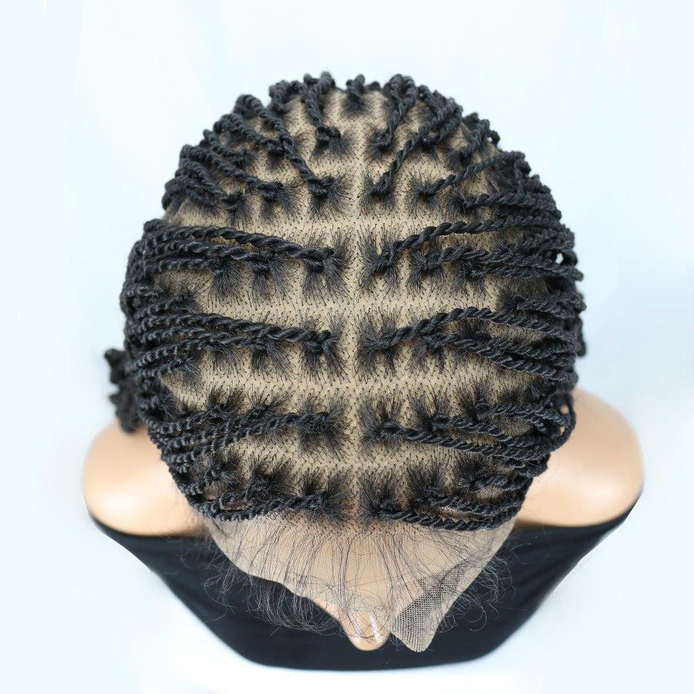 Black Full Lace Box Part Micro Twist Wig