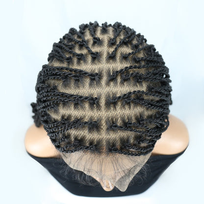 Black Full Lace Box Part Micro Twist Wig