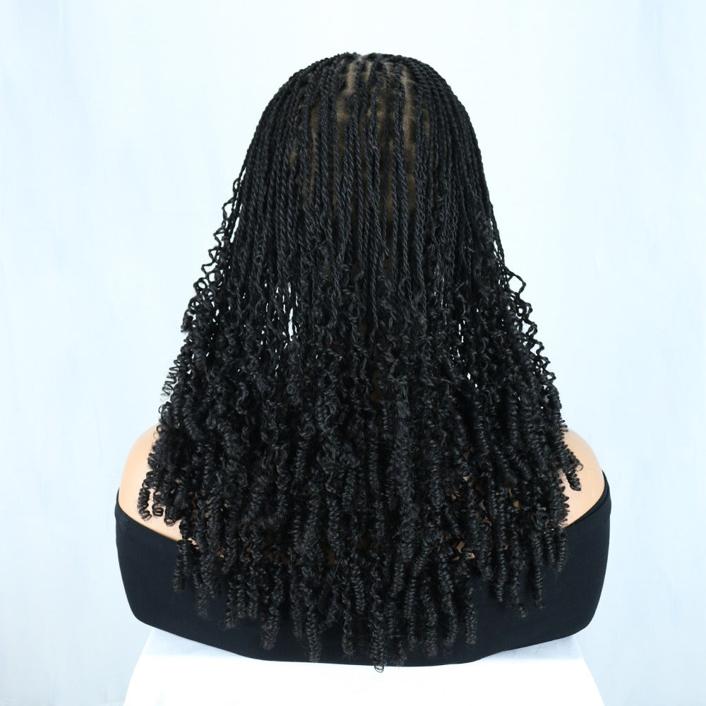 Full Lace Black Micro Twist Wig with Spring Curl Ends