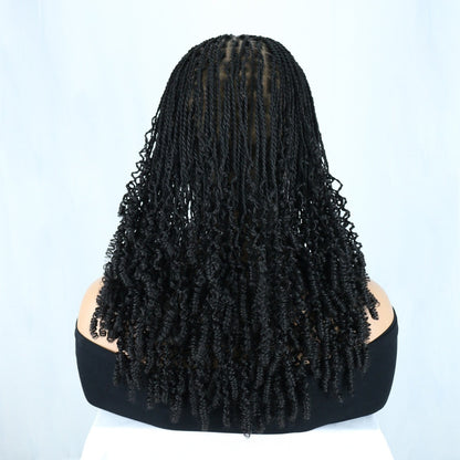 Full Lace Black Micro Twist Wig with Spring Curl Ends