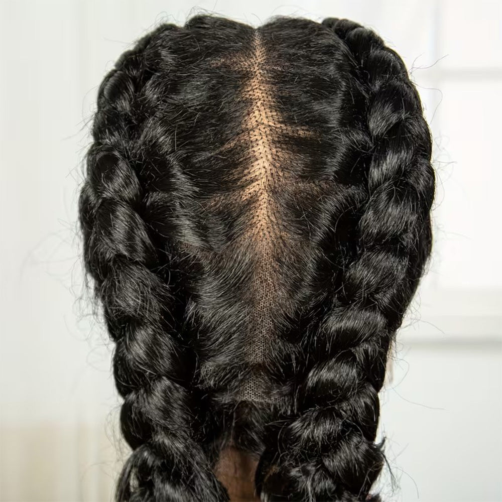 Full Lace Feed-In Black Box Braid Wig
