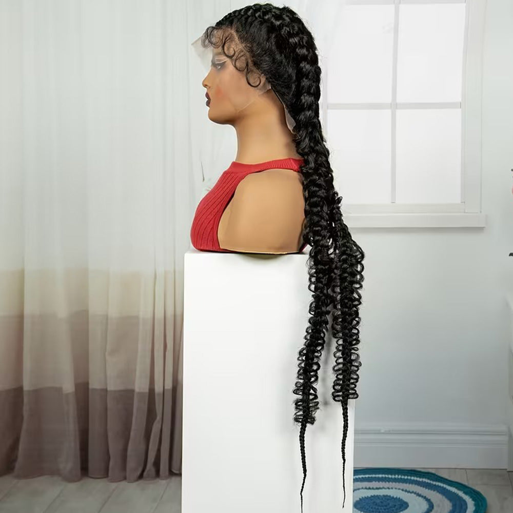 Full Lace Black Feed-In Cornrow Butterfly Box Braid Wig