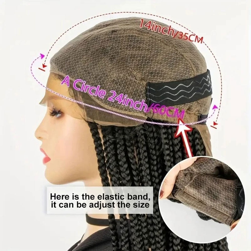 Full Lace Hand-Braided Black Box Braid Wig