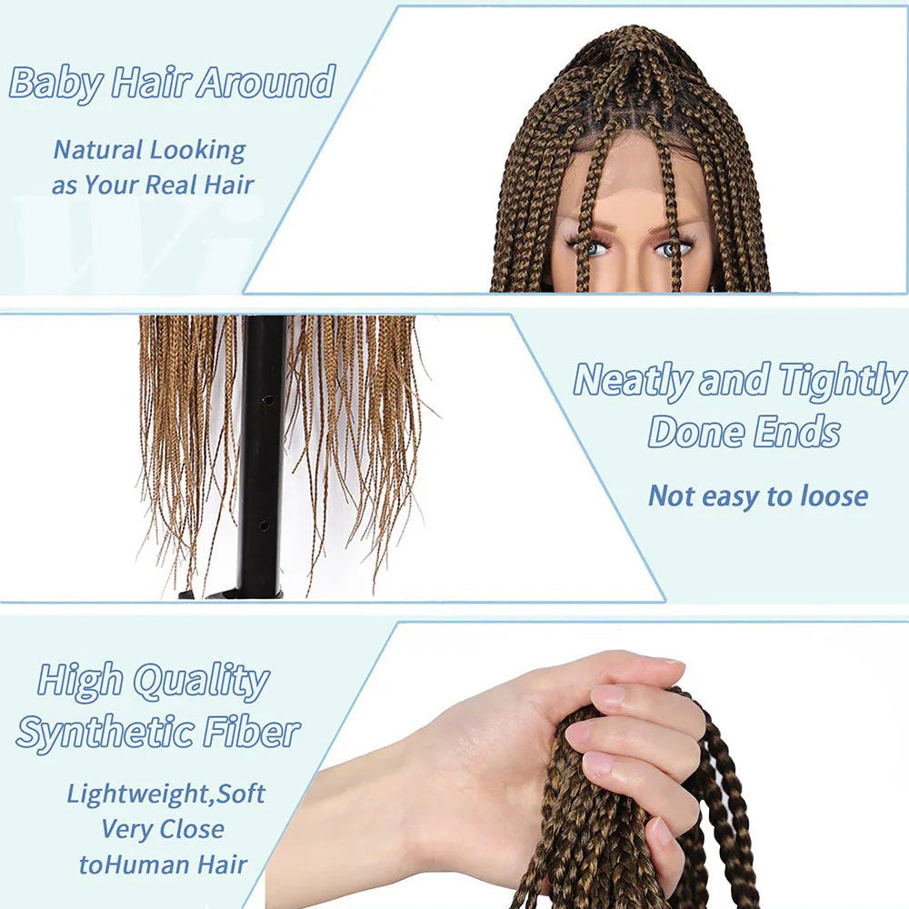 Full Lace Hand-Braided Black Box Braid Wig