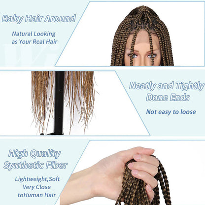 Full Lace Hand-Braided Black Box Braid Wig