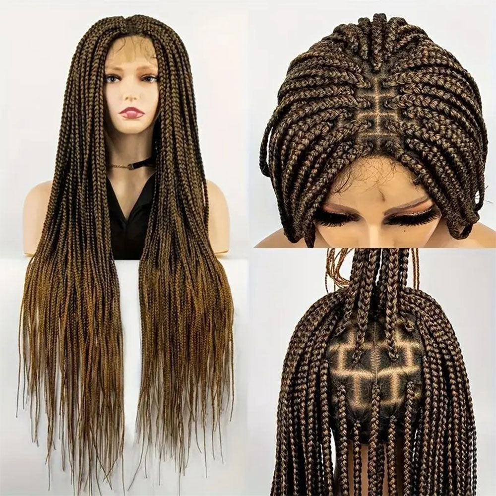 Full Lace Hand-Braided Black Box Braid Wig Honey Blonde