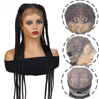 Full Lace Hand-Braided Butterfly Pattern Cornrow Wig Black