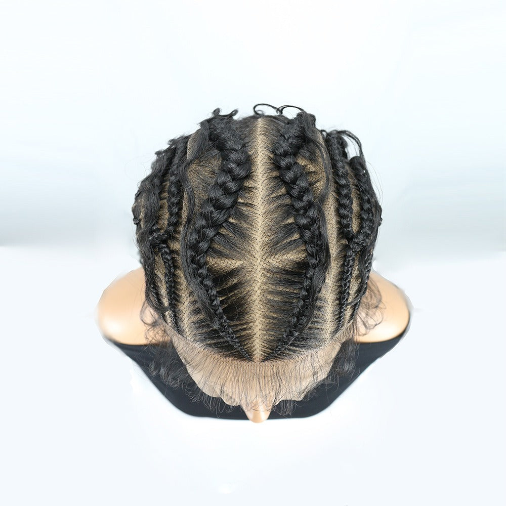Full Lace Hand Braided Fulani Cornrow Boho Braids Wig