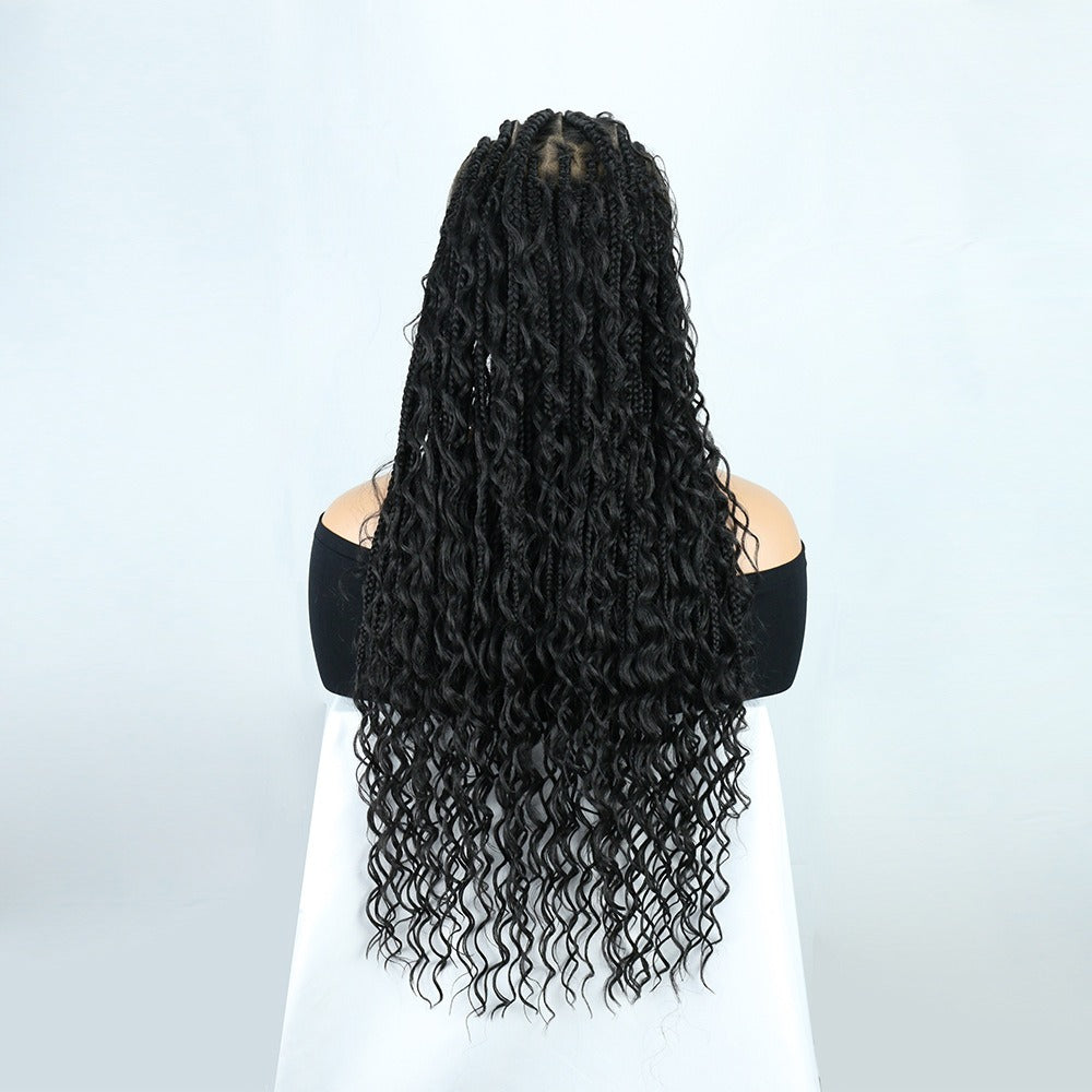 Full Lace Black Hand Braided Fulani Cornrow Boho Braids Wig