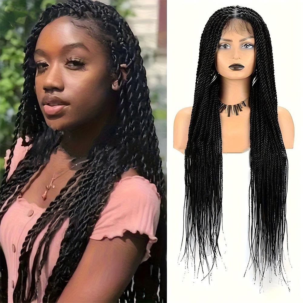 Full Lace Knotless Senegalese Twist Braided Wig Black