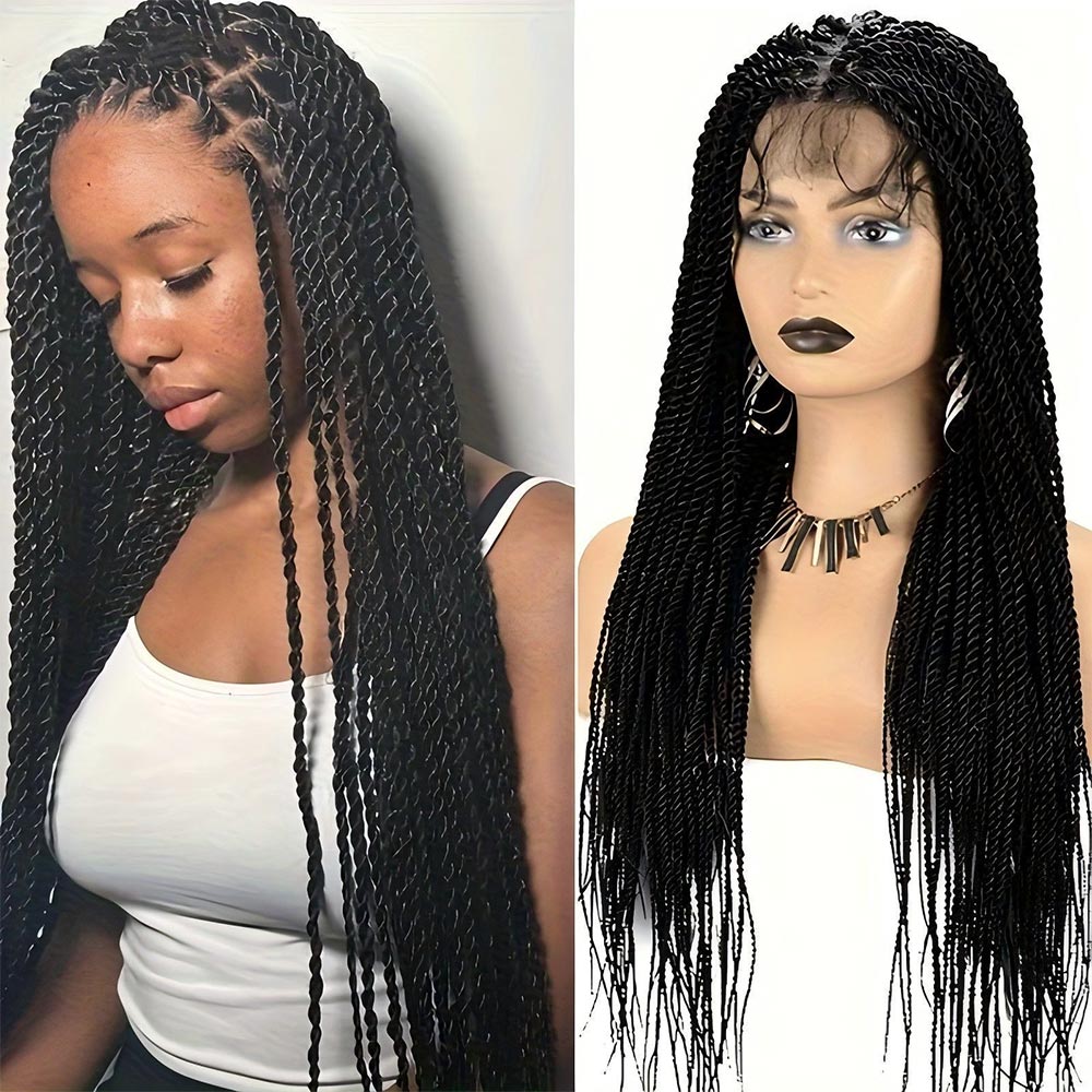 Full Lace Hand-Tied Knotless Senegalese Twist Braided Wig
