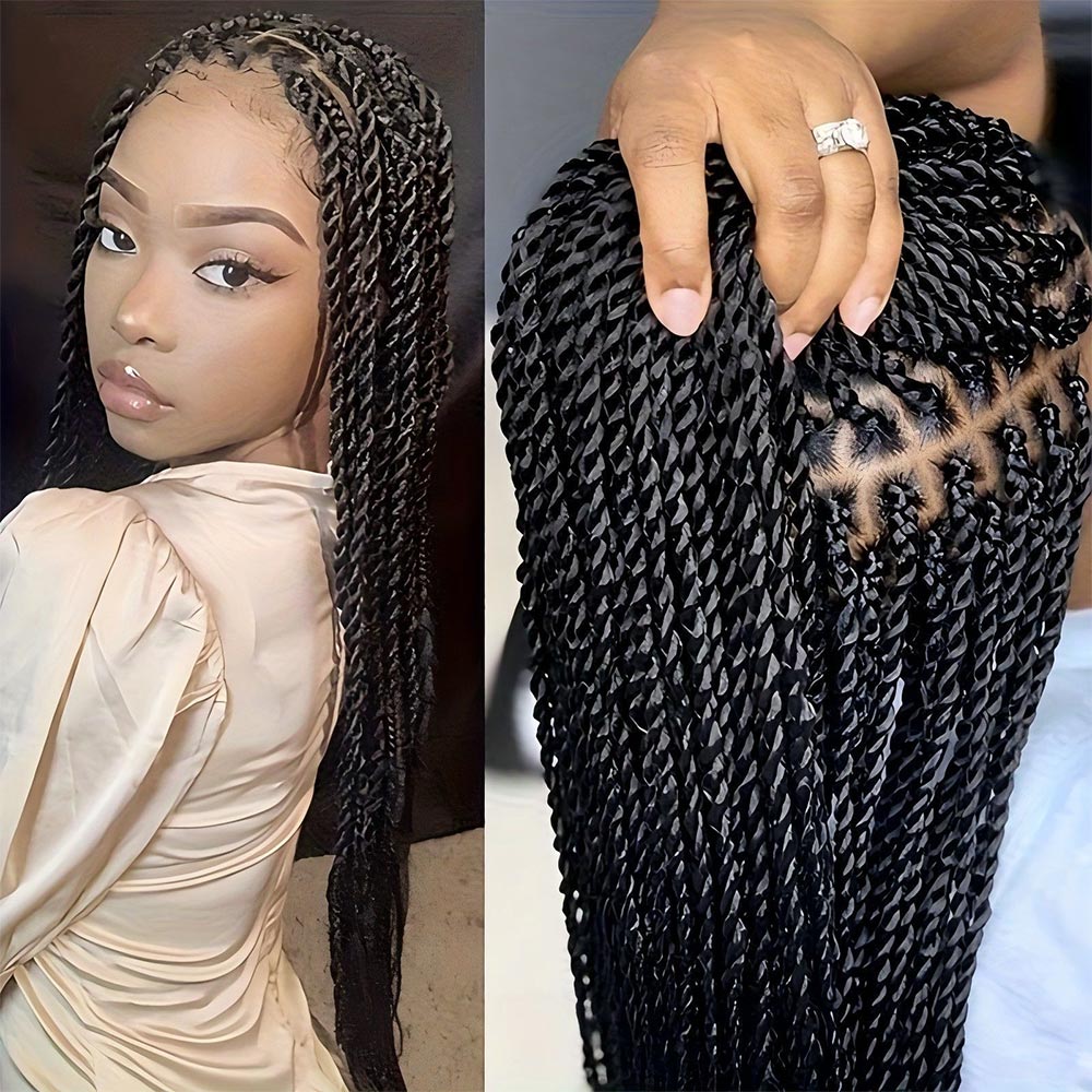 Full Lace Black Senegalese Twist Braided Wig