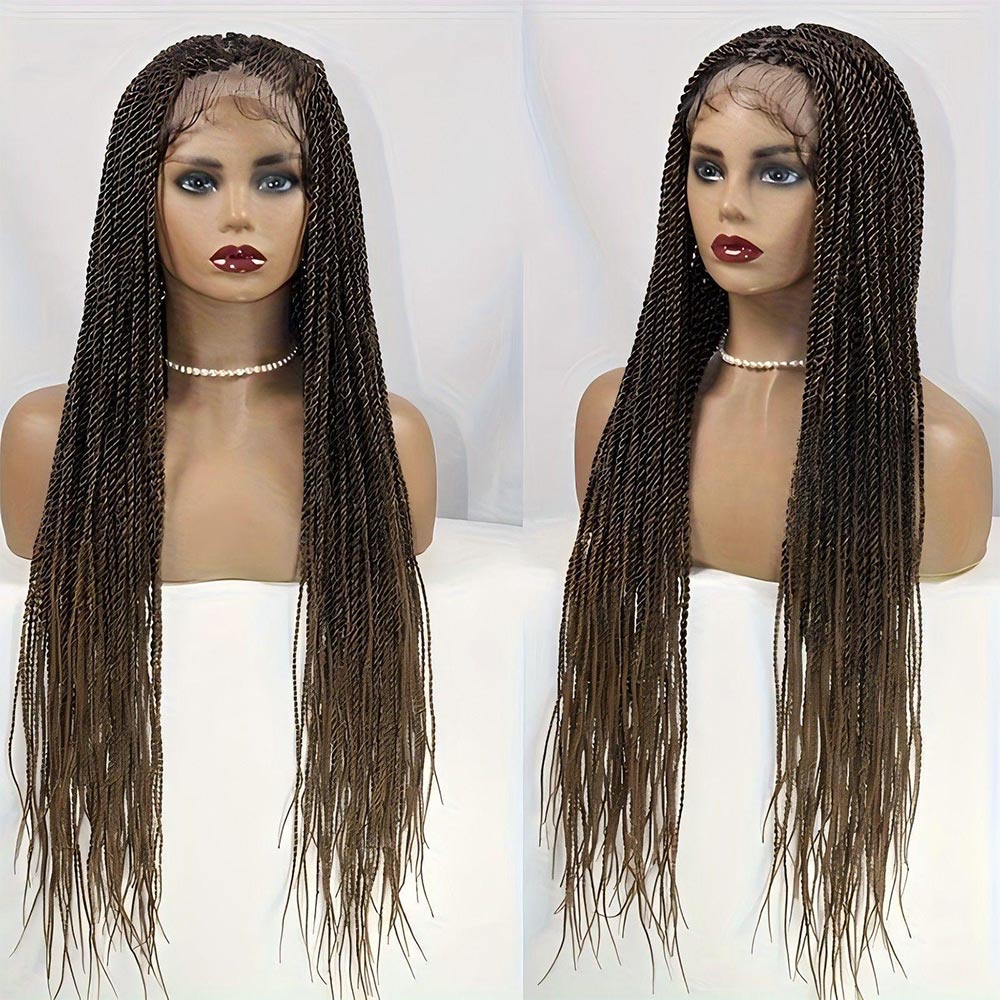 Full Lace Knotless Senegalese Twist Braided Wig Honey Blonde