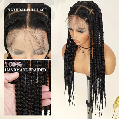 HD Full Lace Knotless Jumbo Box Braids Wig Detail