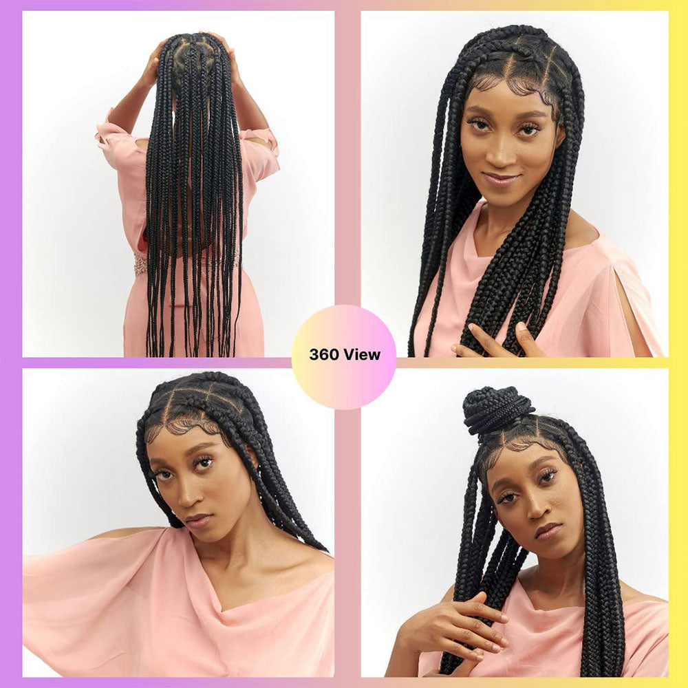 HD Full Lace Knotless Jumbo Box Braids Wig 