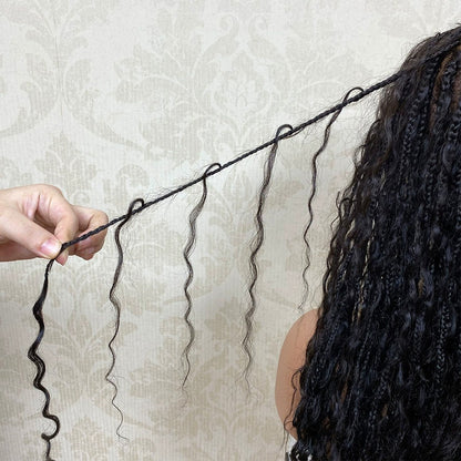 100% Human Hair Full Lace Boho Braided Wig Black