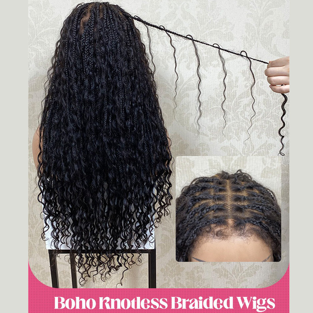 Human Hair Full Lace Boho Braided Wig