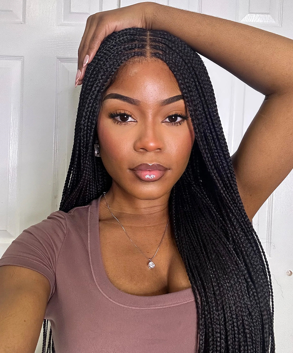 Knotless Braids Lace Front Wig Natural Hairline Pre Braided Protective Hairstyle for Black Women