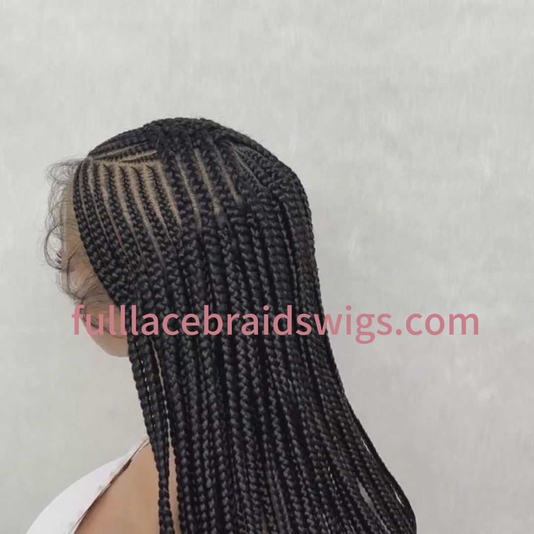 13x7 Lace Front Black Long Straight Back Cornrow Braided Wig Video