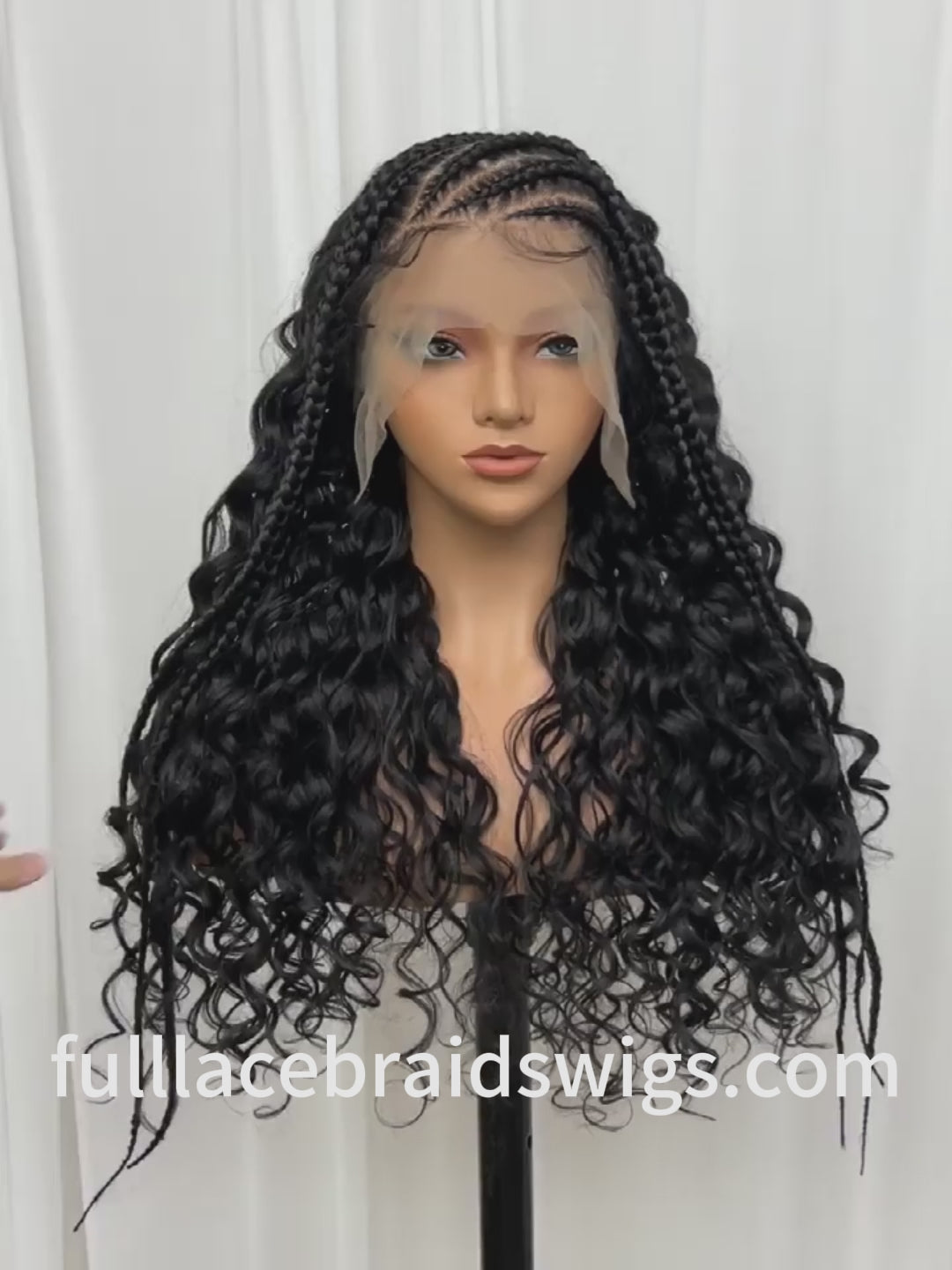 Black 13x6 Lace Front Cornrow Braided Boho Curly Wig Video