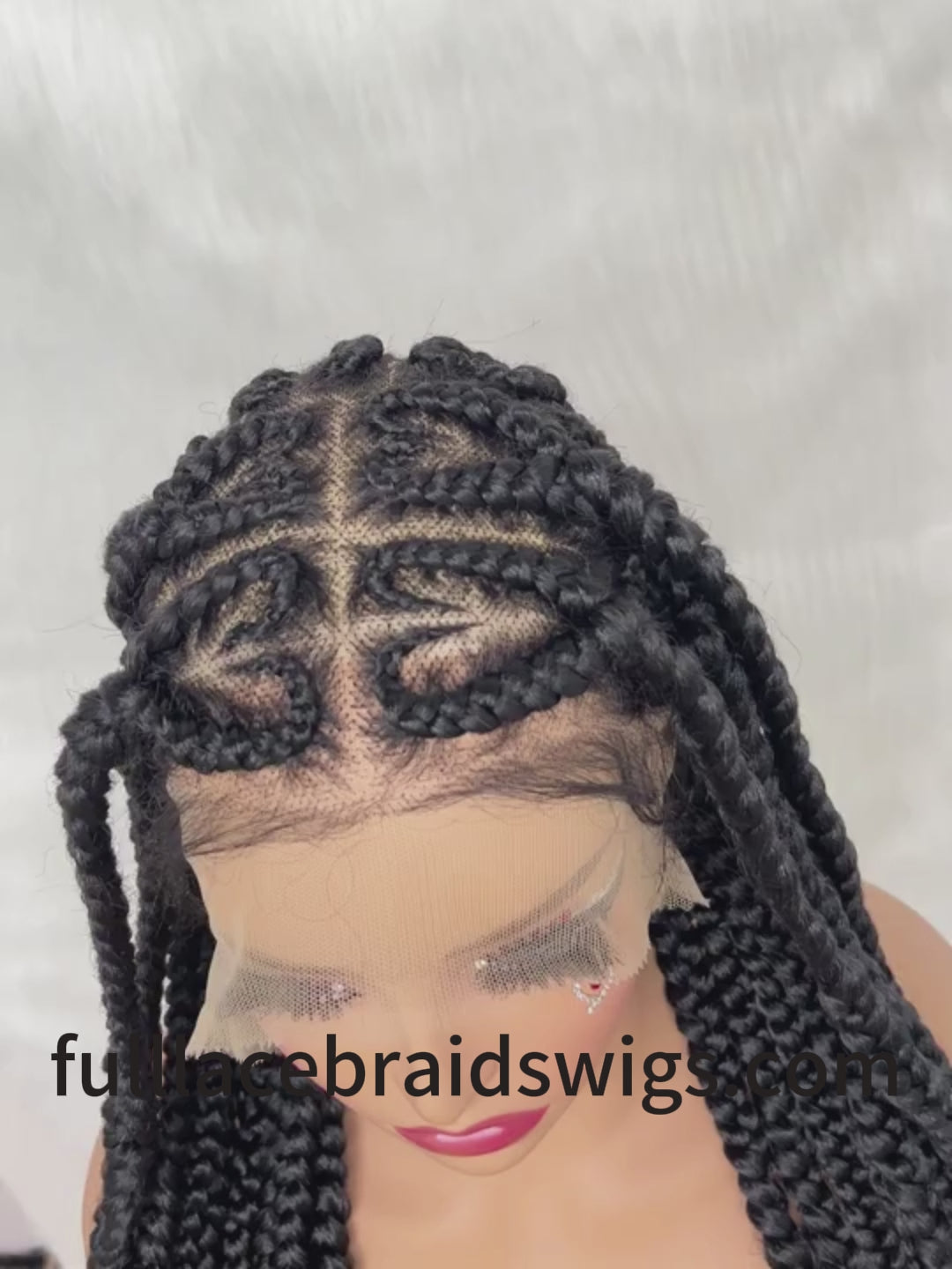 36" Full Lace Hand Braided Heart Pattern Feed In Cornrow Wig Video