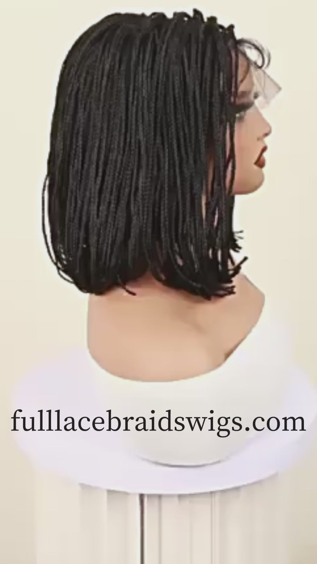 12 Inch Short Black Bob Lace Front Micro Braided Wig Video