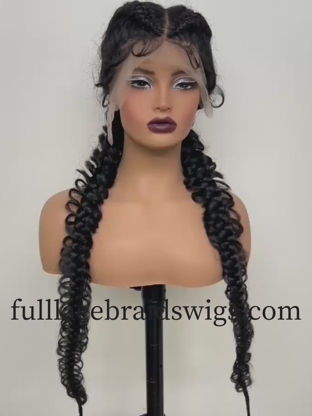 Full Lace Feed-In Cornrow Black Butterfly Box Braid Wig Video